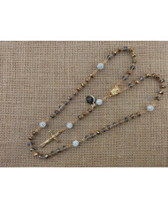 CRYSTAL ROSARY 8X6MM + GOLDEN SHAMBALA