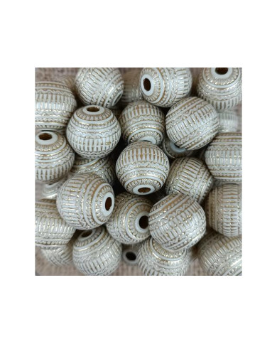 SACO 133 CT PLAST TRABALHADA BEJE C/ DOURADO 18MM