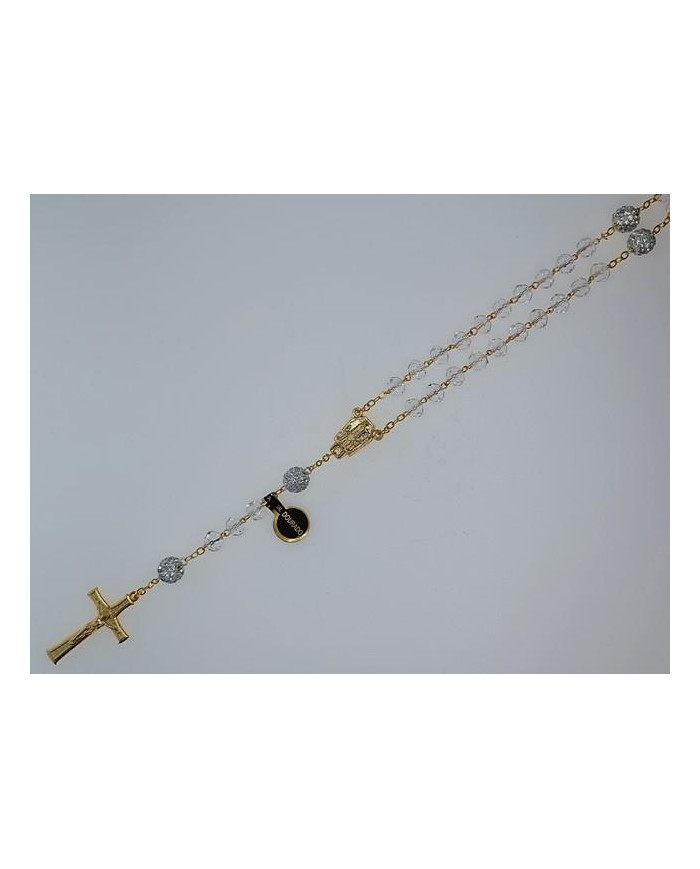 CRYSTAL ROSARY 8X6MM + GOLDEN SHAMBALA