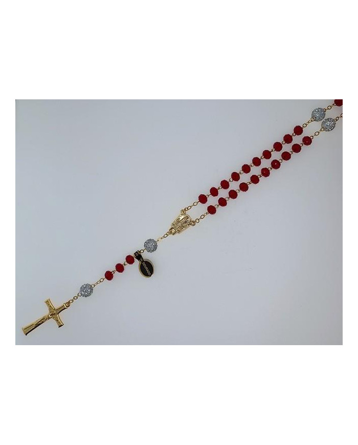 CRYSTAL ROSARY 8X6MM + GOLDEN SHAMBALA
