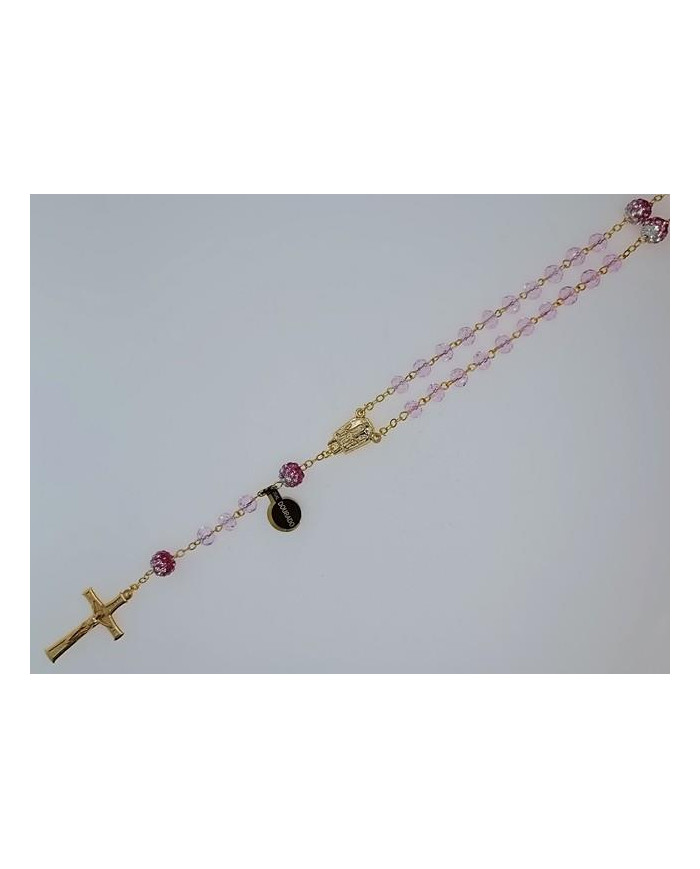 CRYSTAL ROSARY 8X6MM + GOLDEN SHAMBALA