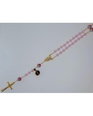 CRYSTAL ROSARY 8X6MM + GOLDEN SHAMBALA