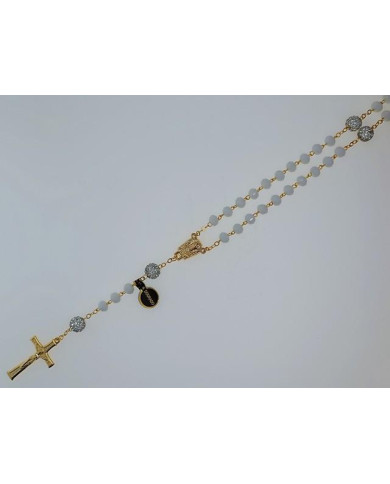 CRYSTAL ROSARY 8X6MM + GOLDEN SHAMBALA