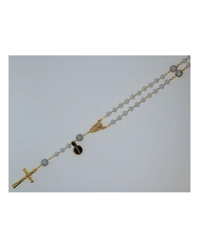 CRYSTAL ROSARY 8X6MM + GOLDEN SHAMBALA