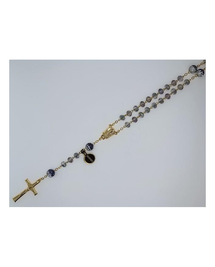 CRYSTAL ROSARY 8X6MM + GOLDEN SHAMBALA