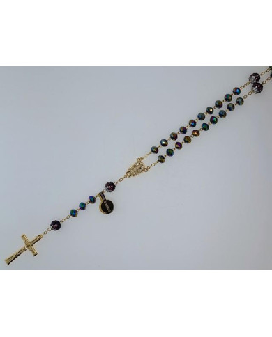 CRYSTAL ROSARY 8X6MM + GOLDEN SHAMBALA