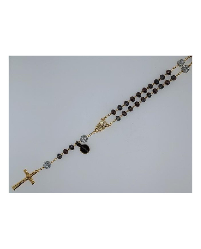 CRYSTAL ROSARY 8X6MM + GOLDEN SHAMBALA