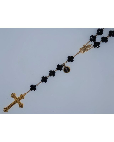 ROSARY CRYSTAL CROSS 12MM GOLD