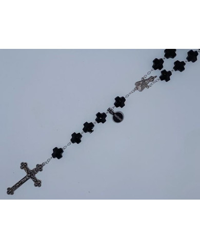 ROSARY CRYSTAL CROSS 12MM SILVER