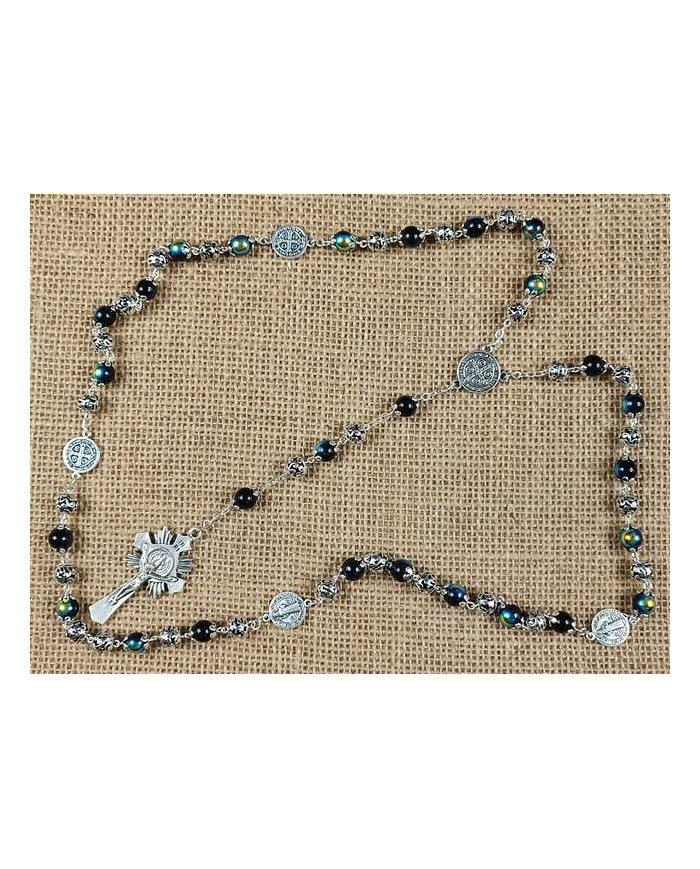 GLASS RING ROSARY 8MM + ZAMAC SB
