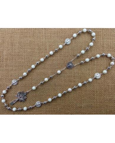 GLASS RING ROSARY 8MM + ZAMAC SB