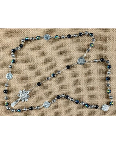 GLASS RING ROSARY 8MM + ZAMAC SB