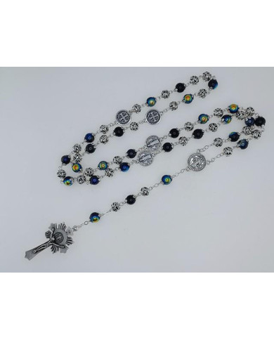 GLASS RING ROSARY 8MM + ZAMAC SB