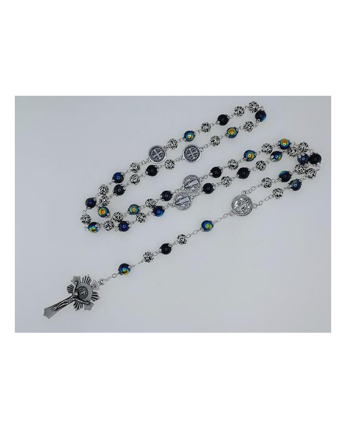 GLASS RING ROSARY 8MM + ZAMAC SB