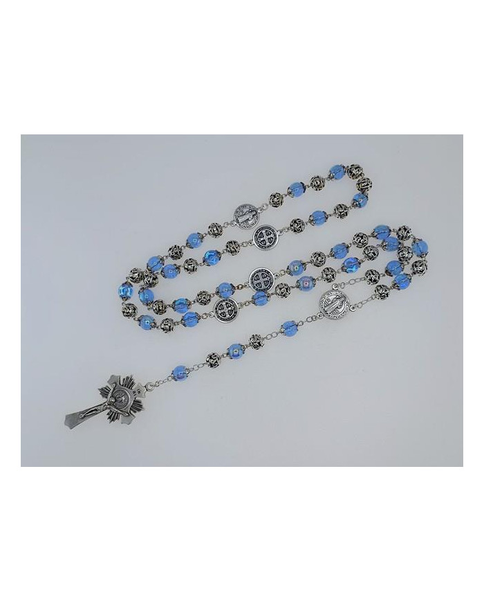 GLASS RING ROSARY 8MM + ZAMAC SB