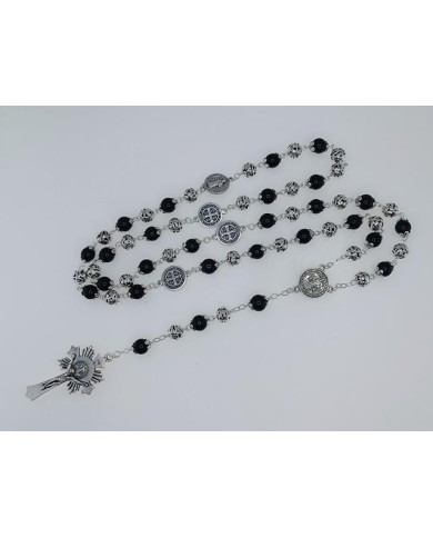 GLASS RING ROSARY 8MM + ZAMAC SB