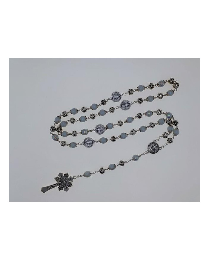 GLASS RING ROSARY 8MM + ZAMAC SB