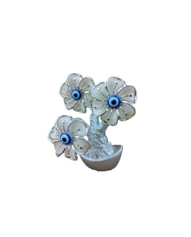 ARVORE OT 3 FLORES BRANCO PRATA