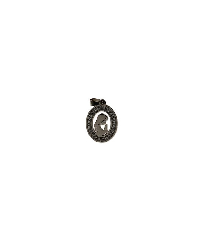 MEDALHA ACO 25MM OVAL BUSTO BRILHANTES