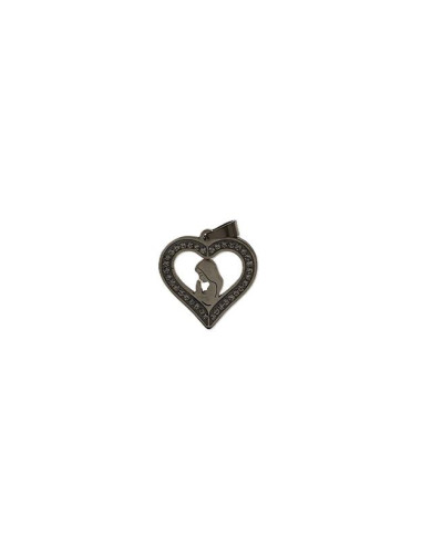 MEDALHA ACO 24MM CORACAO BUSTO BRILHANTES