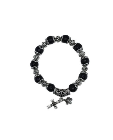 BRACELET ELASTIC ROUND WOODEN DECADE WITH 10MM RINGS