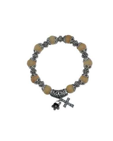 BRACELET ELASTIC ROUND WOODEN DECADE WITH 10MM RINGS