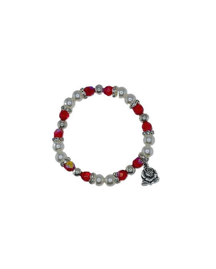 BRACELET ELASTIC PLASTIC PEARL 8MM CRYSTAL 7MM