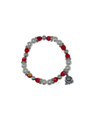 BRACELET ELASTIC PLASTIC PEARL 8MM CRYSTAL 7MM