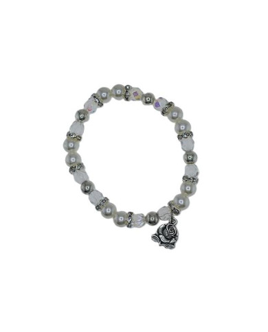 BRACELET ELASTIC PLASTIC PEARL 8MM CRYSTAL 7MM