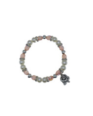 BRACELET ELASTIC PLASTIC PEARL 8MM CRYSTAL 7MM