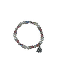 BRACELET ELASTIC PLASTIC PEARL 8MM CRYSTAL 7MM