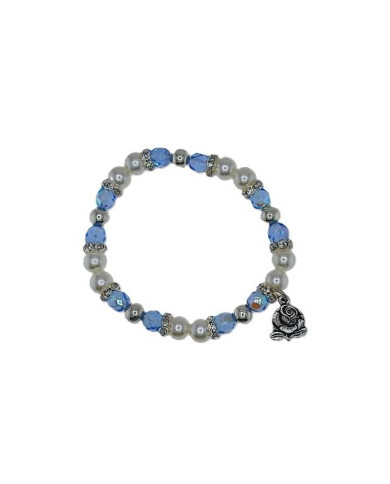 BRACELET ELASTIC PLASTIC PEARL 8MM CRYSTAL 7MM