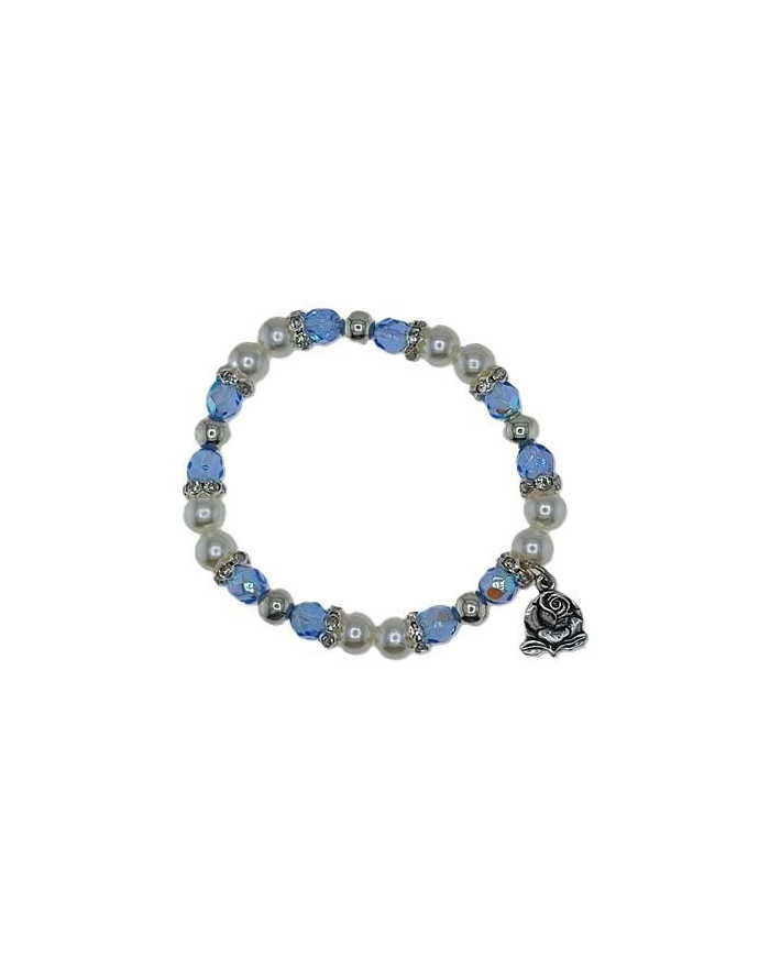 BRACELET ELASTIC PLASTIC PEARL 8MM CRYSTAL 7MM