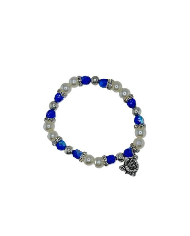 BRACELET ELASTIC PLASTIC PEARL 8MM CRYSTAL 7MM