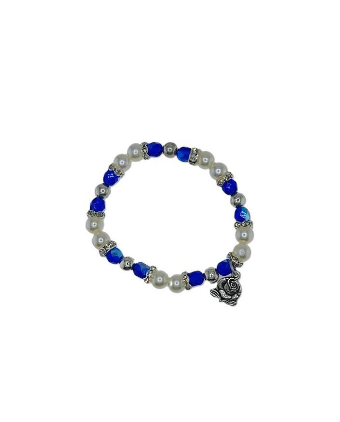 BRACELET ELASTIC PLASTIC PEARL 8MM CRYSTAL 7MM