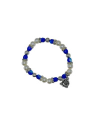 BRACELET ELASTIC PLASTIC PEARL 8MM CRYSTAL 7MM