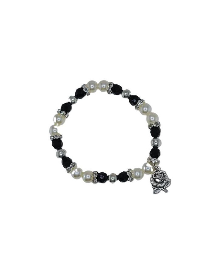 BRACELET ELASTIC PLASTIC PEARL 8MM CRYSTAL 7MM