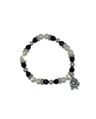 BRACELET ELASTIC PLASTIC PEARL 8MM CRYSTAL 7MM
