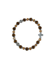 ELASTIC BRACELET CRYSTAL 8X6MM + CRYSTAL 6X4MM WITH RING AND CROSS