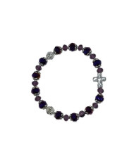 ELASTIC BRACELET CRYSTAL 8X6MM + CRYSTAL 6X4MM WITH RING AND CROSS