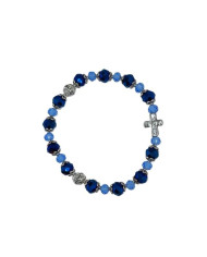 ELASTIC BRACELET CRYSTAL 8X6MM + CRYSTAL 6X4MM WITH RING AND CROSS