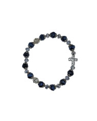 ELASTIC BRACELET CRYSTAL 8X6MM + CRYSTAL 6X4MM WITH RING AND CROSS