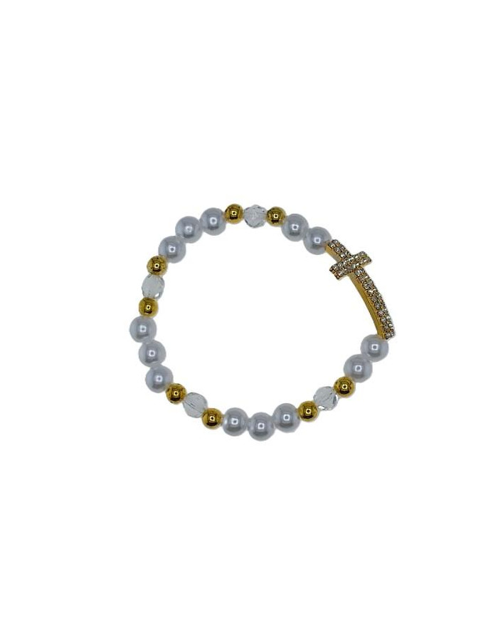 BRACELET PLASTIC ELASTIC 8MM WITH CRYSTAL CROSS