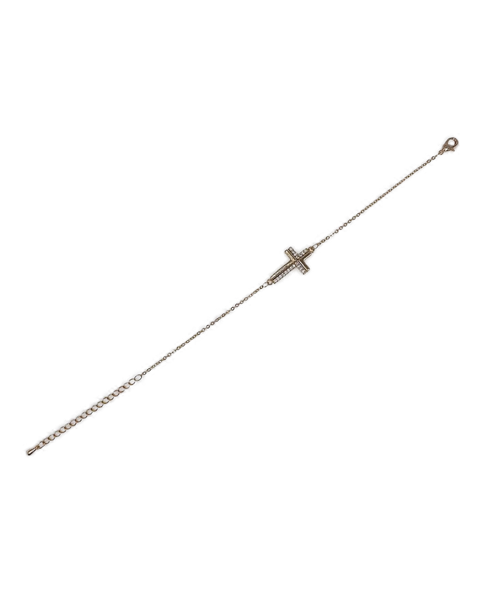 PULSEIRA CORRENTE ZIRCON C/CRUZ LL DOURADO