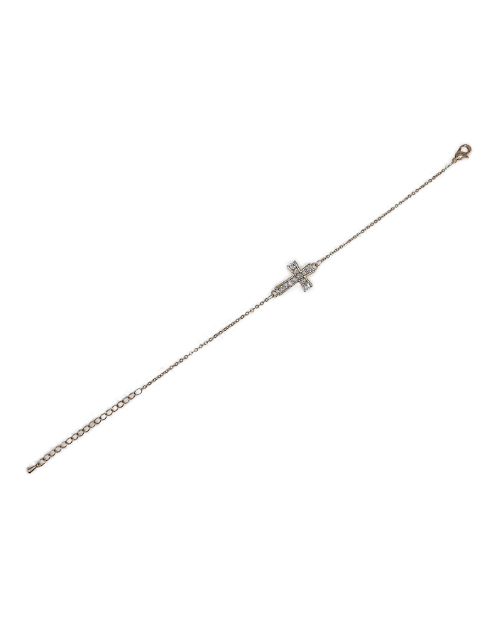 PULSEIRA CORRENTE ZIRCON C/CRUZ DOURADO