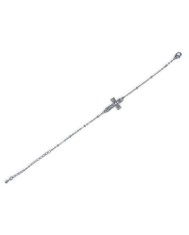 PULSEIRA CORRENTE ZIRCON C/CRUZ PRATEADO