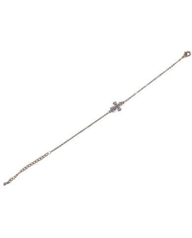 PULSEIRA CORRENTE ZIRCON C/CRUZ C/PONTO DOURADO