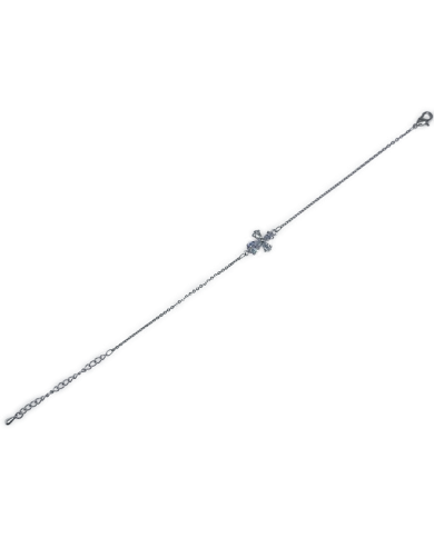 PULSEIRA CORRENTE ZIRCON C/CRUZ C/PONTO PRATEADO