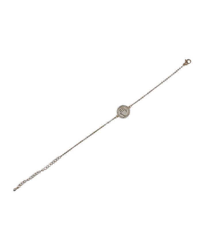 PULSEIRA CORRENTE ZIRCON C/CIRCULO C/MÃO DOURADO