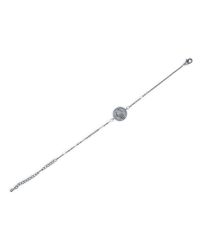 PULSEIRA CORRENTE ZIRCON C/CIRCULO C/MÃO PRATEADO